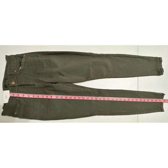 7 For All Mankind NWT Ankle Skinny Jeans Olive Green Mid Rise Denim Jeans Sz 27 - Picture 6 of 10